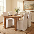 Parsons Dining Chairs Set of 4 Fabric Upholstered Kitchen Chairs with Wood Legs Armless High Back Side Chairs with Removable Skirt for Dining/Living Room,Banquet, Beige