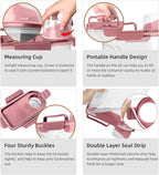 5-7Lbs Cat Dog Storage Container, Portable Pet Food Containers with Upgraded Large Spout and Cup, Small Animal Kibble Dispenser for Bird Seed, Oatmeal, Rice, Flour (2, Pink, 5L)