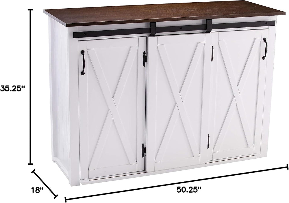 SEI Furniture - Leshire Barn-Door Kitchen Island - Transitional Design, Brown...