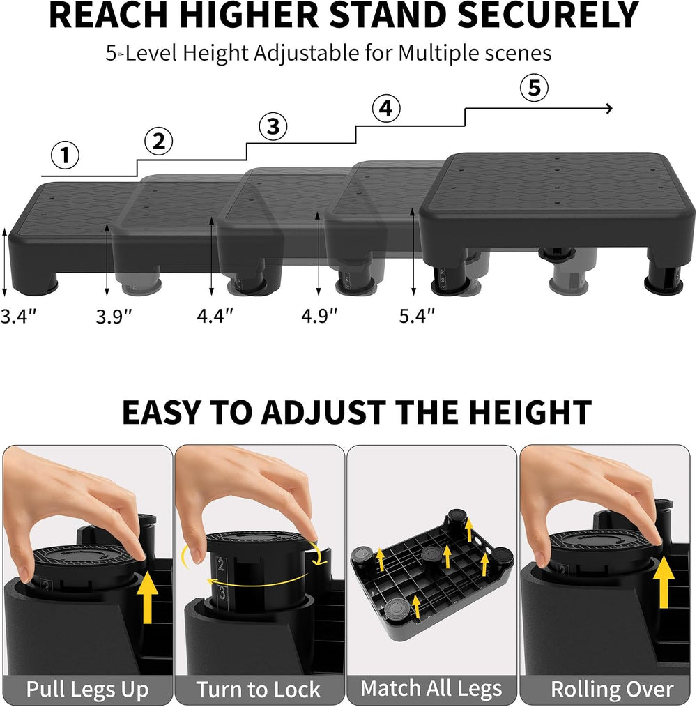 5-Level Adjustable Step Stool, 700 LBS Capacity Safety Bed Step for Seniors, ...