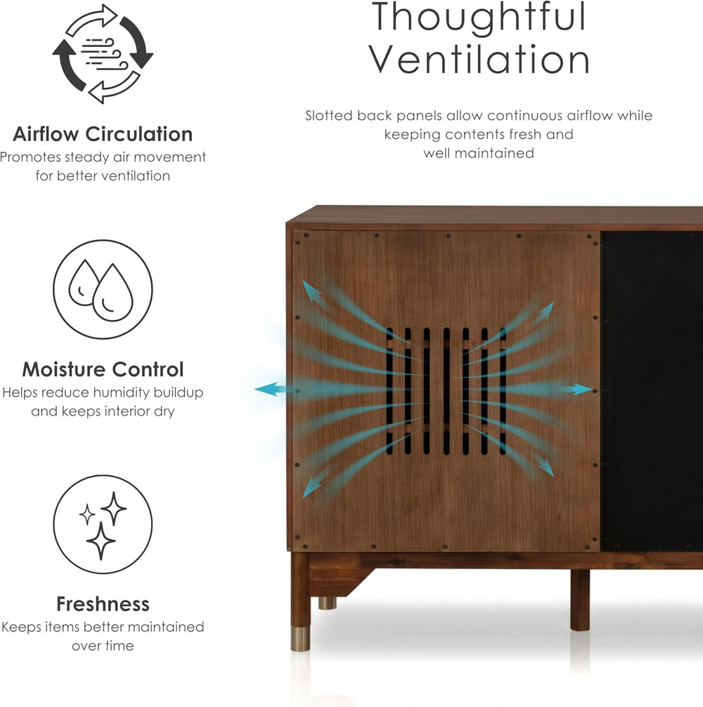 Furniture of America Forma Mid-Century Modern 69-inch Solid Wood Sideboard Bu...