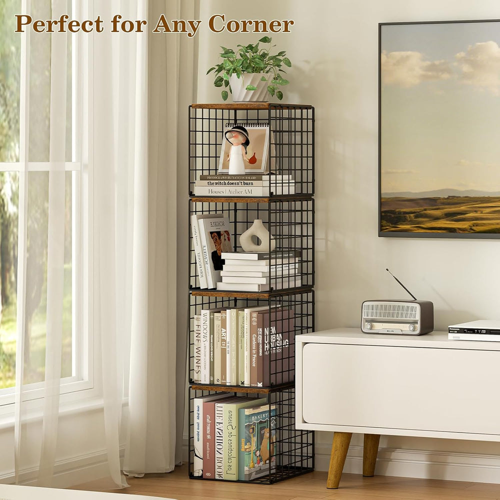 Dmevkic 2 Cube DIY Stackable Small Bookcase,Bookshelf for Small Spaces,Cube S...