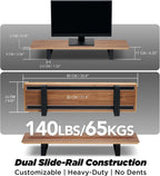 Moodular Wooden Monitor Stand 33.4” (85cm) Desk Organizer with Metal Slide Rails for Drawer, Tray, Laptop, Tablet, Phone & Headphones Customizable Riser for Organized Workspace Walnut MS85-W