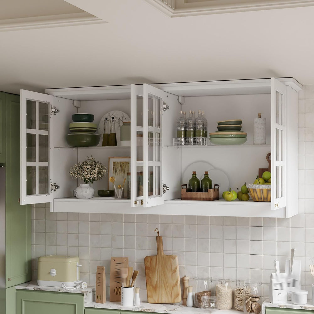 Timechee Large Cupboard, Modern Kitchen Food Pantry Storage Cabinet, White Ha...