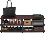 Furinno TURN-S-TUBE Shoe Rack, 3-Tier Shoe Organizer, Shoe Storage Rack with No Tools Assembly, 11.6 x 47.2 x 15.4, for Closet Entryway, Office, Garage, Dark Cherry/Black