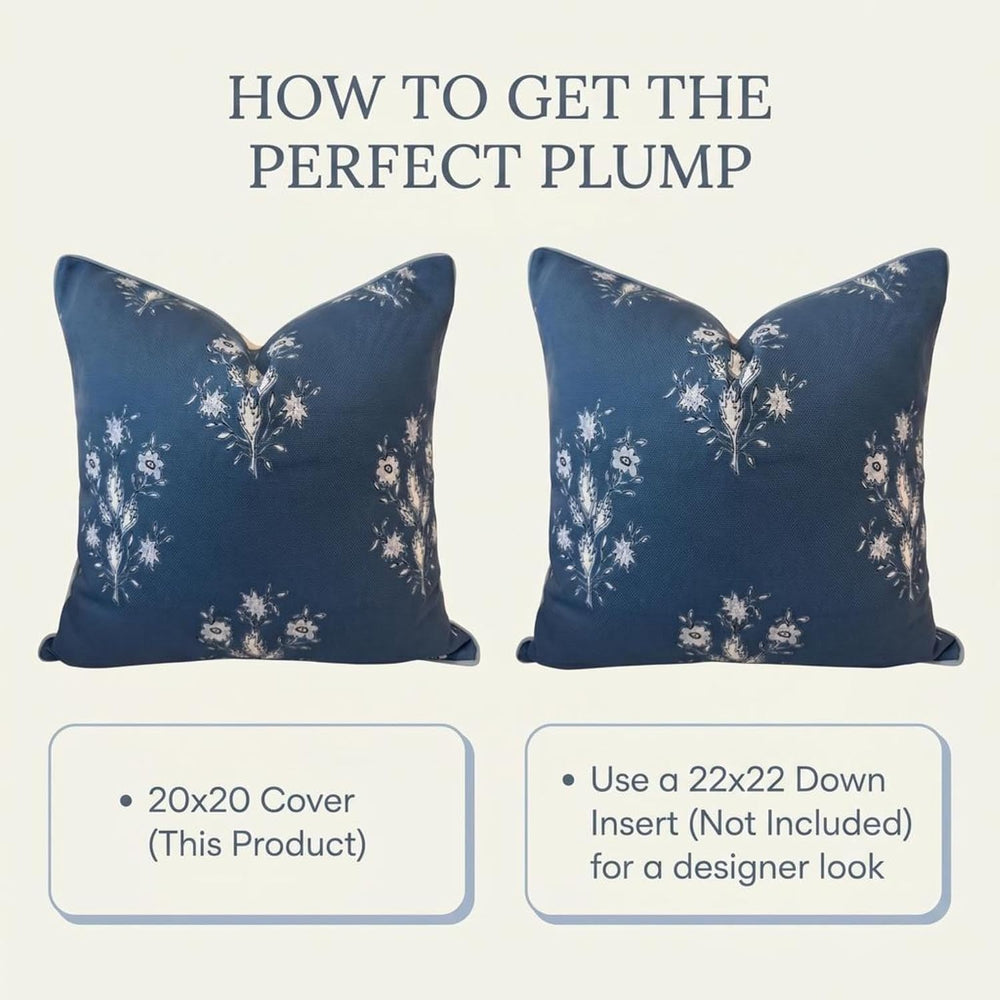 Jillien Harbor “The Norfolk” Dark Blue & White Floral Block Print Pillow ...