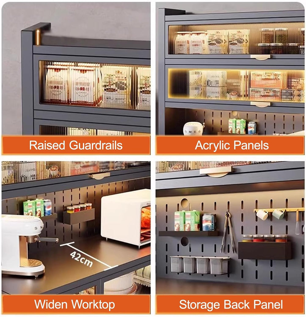 Kitchen Pantry Cabinet, Hutch Cabinet with Storage， Freestanding Cupboard, Ta...