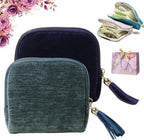 Travel Jewelry Case, Portable Jewelry Storage Bag, Compact Foldable Five Compartments Organizer Pouch with Zipper & Tassel for Earring Necklace Ring Bracelet (2pcs-C)
