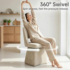 VKNOW Upholstered Swivel Dining Chairs Set of 2, Modern Dining Room Chairs with Open Back, Chenille Fabric Kitchen Chairs for Dining Room, Living Room, Bedroom, Vanity, Khaki