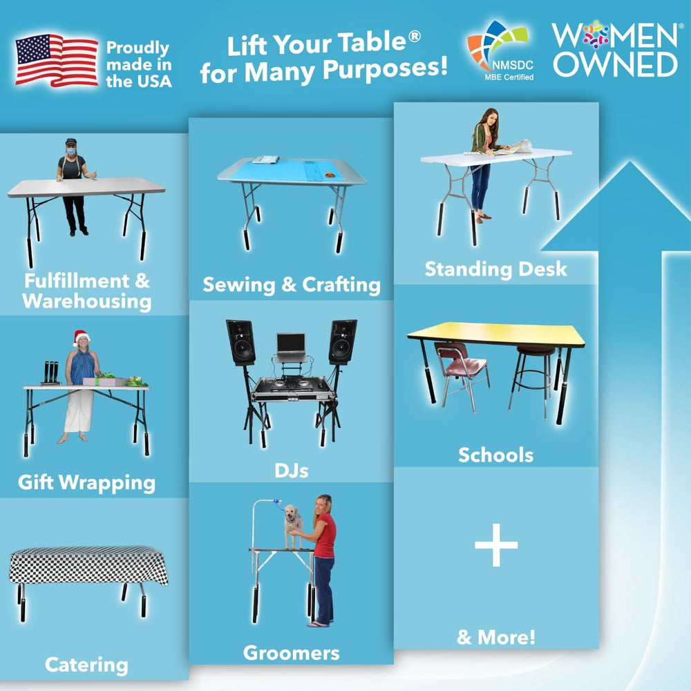 Lift Your Table® Folding Table Risers - Standing Desk Kit: XL Height - Made i...