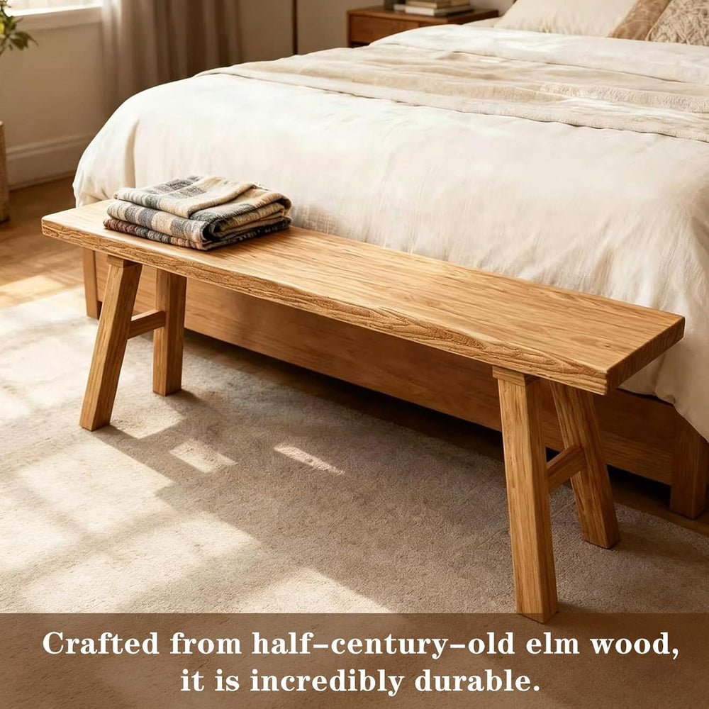 Reclaimed Elm Rustic Entry Way Benches Seat-Farmhouse Indoor Solid Wooden Noo...