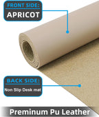 Extra Large Desk pad, Leather Desk Pad Protector,Office Desk Mat,Mouse Pad, Non-Slip Desk Blotter, Laptop Desk Pad, Waterproof Desk Writing Pad for Office&Home (Apricot, 55" x 17")