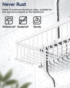 YASONIC Shower Caddy - Never Rust Aluminum Organizer - Over Shower Head with 10 Hooks & Soap Basket - White