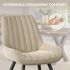 Modern Dining Chairs Set of 4,Upholstered Dining Room Chairs with Thick Cushions,Fabric Comfy Dining Chairs with Metal Legs for Dining Room Khaki