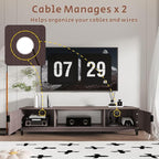 Mid Century Modern TV Stand with Power Outlet for TVs Up to 80", Luxury Fluted TV Console Media Entertainment Center with Storage Cabinets and Open Shelves for Living Room Bedroom - 70" Mocha