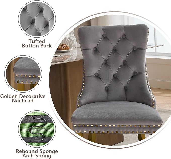 Velvet Dining Chairs Set of 4, Kitchen & Dining Room Chairs, Upholstered ...