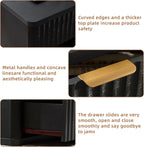 LEYAOYAO 31" Wide Fluted Nightstand with Charging Station, Oversized Extra Large 1 Drawer Night Stand with Golden Handle, Black Wood Bedside Table Tall End Tables,for Bedroom, Living Room, Hallway