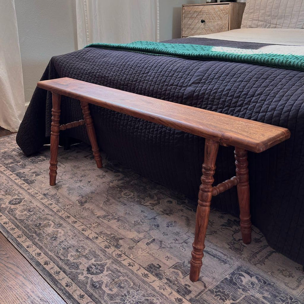 East at Main Skinny Wooden Bench for Entryway Hallway or End of Bed Handmade ...