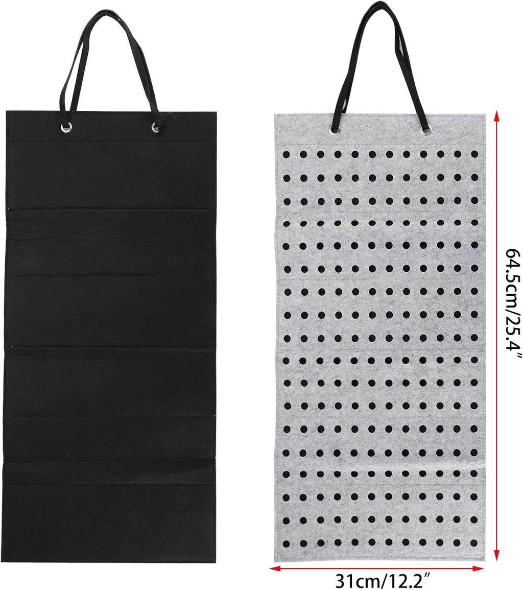 JUXYES Shoe Charms Organizer Wall Hanging Collection Holder with 216 Holes | Soft Felt Material, Easy to Categorize, Portable Decorative Croc Charms Display, Hanging Shoe Charms Storage Organizer, Gray