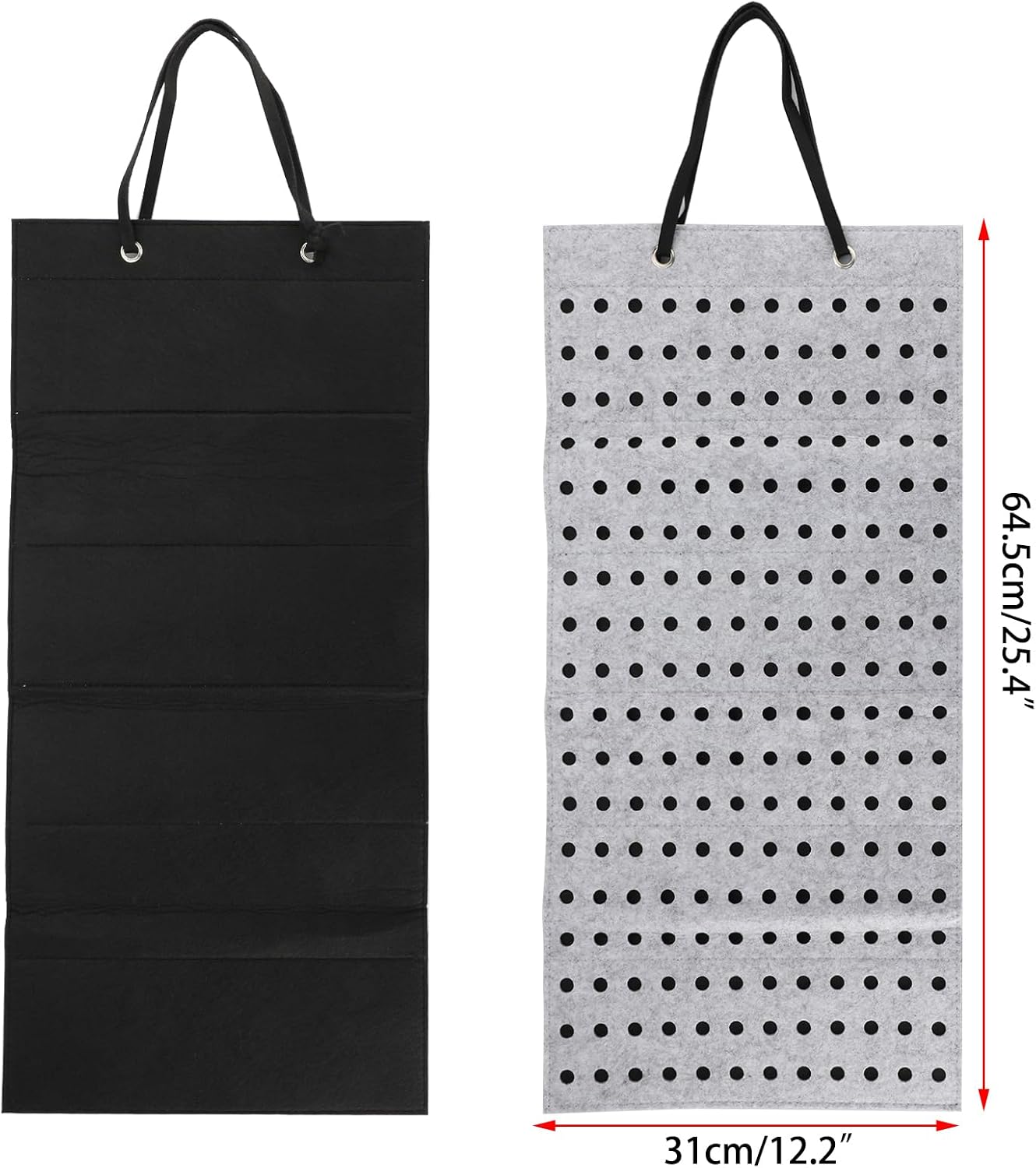 JUXYES Shoe Charms Organizer Wall Hanging Collection Holder with 216 Holes | Soft Felt Material, Easy to Categorize, Portable Decorative Croc Charms Display, Hanging Shoe Charms Storage Organizer, Gray