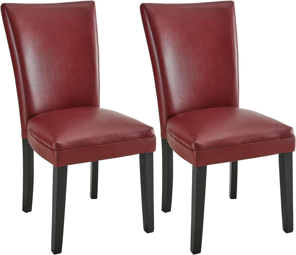 Set of 2 Retro Dining Chairs, Upholstered Parsons Chairs with Wooden Legs &am...