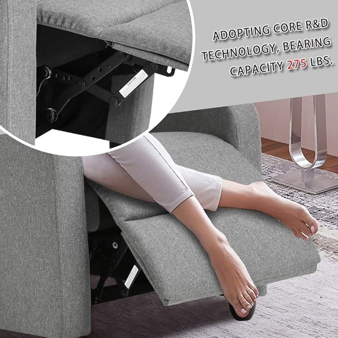 BestMassage | Recliner Chair | with 2 Point Massage Function | Textile Grey | with Lumbar Support, Adjustable Push Back, Footrest & Padded Seat | Easy Assembly | for Living Room, Home Theatre