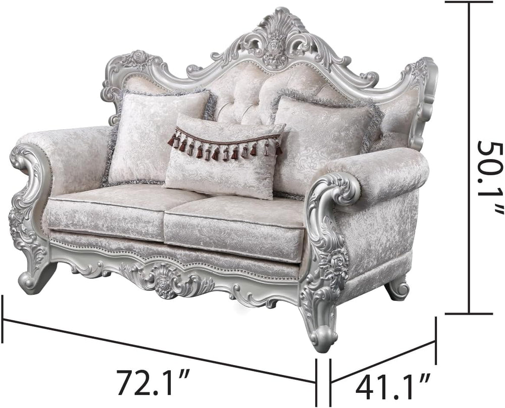 2Pc Living Room Set in with Silver Brush
