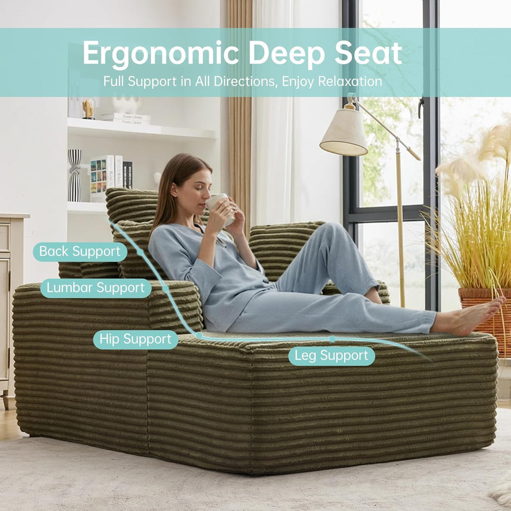 Couch Chaise Lounge Chair, 54" Oversized Cloud Sofa with Deep Seat, Plus...