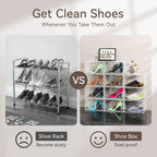 Large Clear Shoe Storage Boxes 8 Pack, Hard Plastic Shoe Organizer Containers for Sneaker, Shoe Boxes Clear Plastic Stackable, Sneaker Storage Display Case Fit up to US Size 13