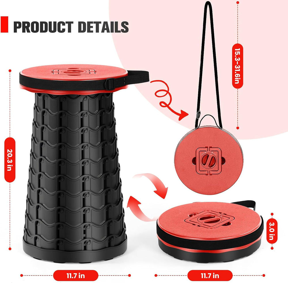 Upgraded XXL Collapsible Stool - Folding Stool Max 1000lb Capacity,Portable C...