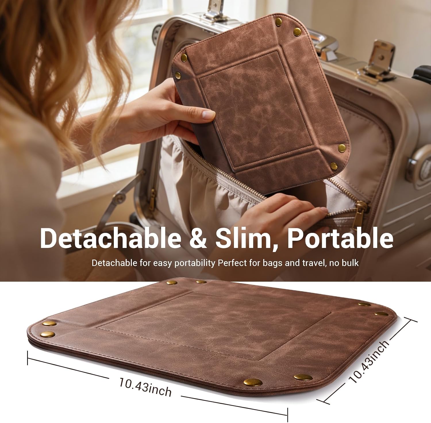 CoBak Leather Valet Tray, Premium PU Leather Catch-All Tray for Entryway Table Key, Phone, Wallet, Coins & Jewelry, Bedside Nightstand Desk-top Catchall (Brown)