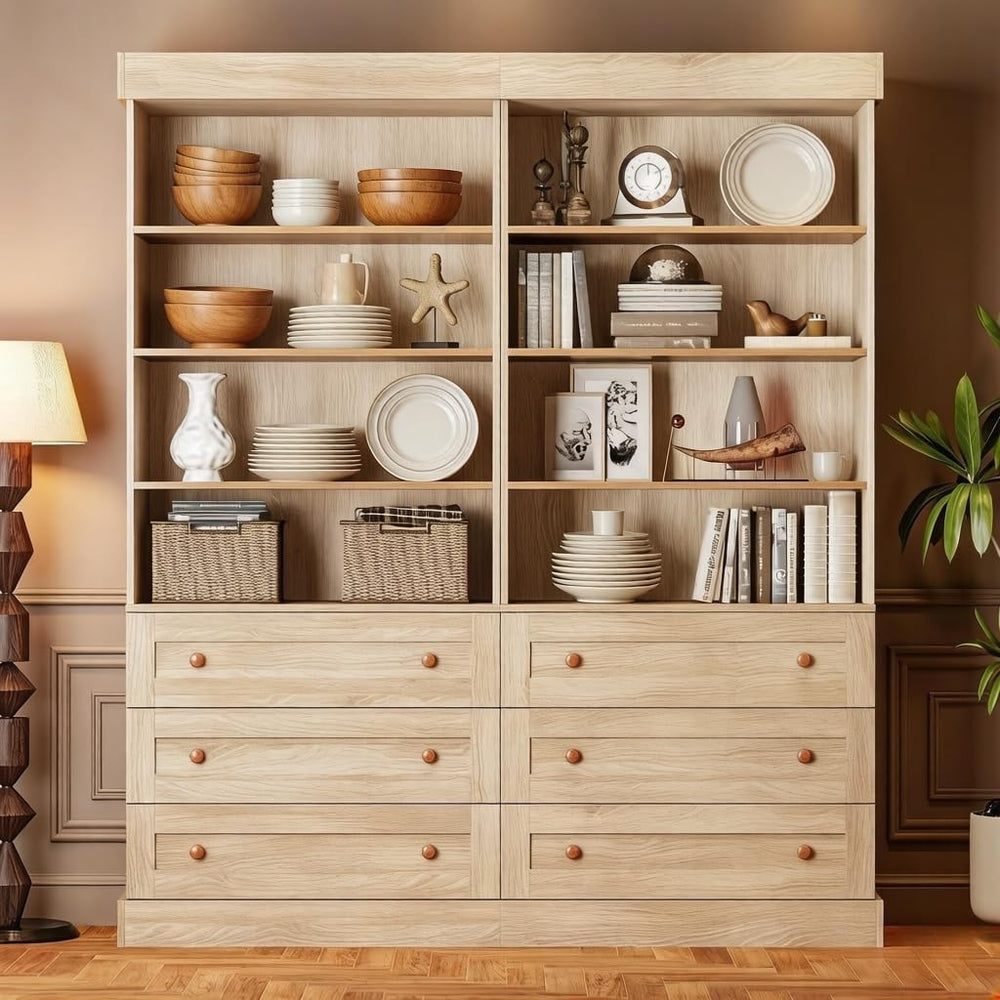 ivaniti 71" Tall Farmhouse Kitchen Pantry, Large Storage Cabinet with Ad...