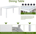 KEIKI 6-Piece Standard Height Dining Table Set with Rectangular Table, 4 Upholstered Chair, Bench, for 6 Person, Modern Crystal Decoration Table Set, Easy Assembly, for Kitchen, Dining Room, White