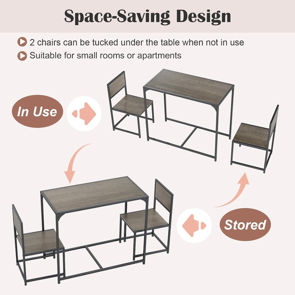 Giantex 3-Piece Dining Table Set for 2, Small Industrial Kitchen Table with 2...