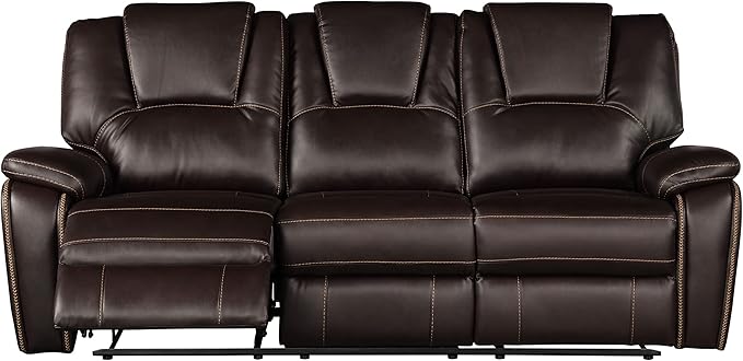 Faux Leather Recliner Sofa Furniture Set for Living Room, Recliner Chair, Manual Loveseat, 3 Seat Recliniing Sofa Couch Set for Meeting Room,Brown