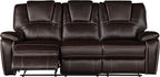 Faux Leather Recliner Sofa Furniture Set for Living Room, Recliner Chair, Manual Loveseat, 3 Seat Recliniing Sofa Couch Set for Meeting Room,Brown