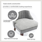 Grey Dining Chairs Set of 6，Linen Channel Tufted Kitchen Dining Room Chair with Curved Solid Wood Legs, Comfortable Fabric Upholstered Dining Chair for Dining Room, (Grey, 6pc)