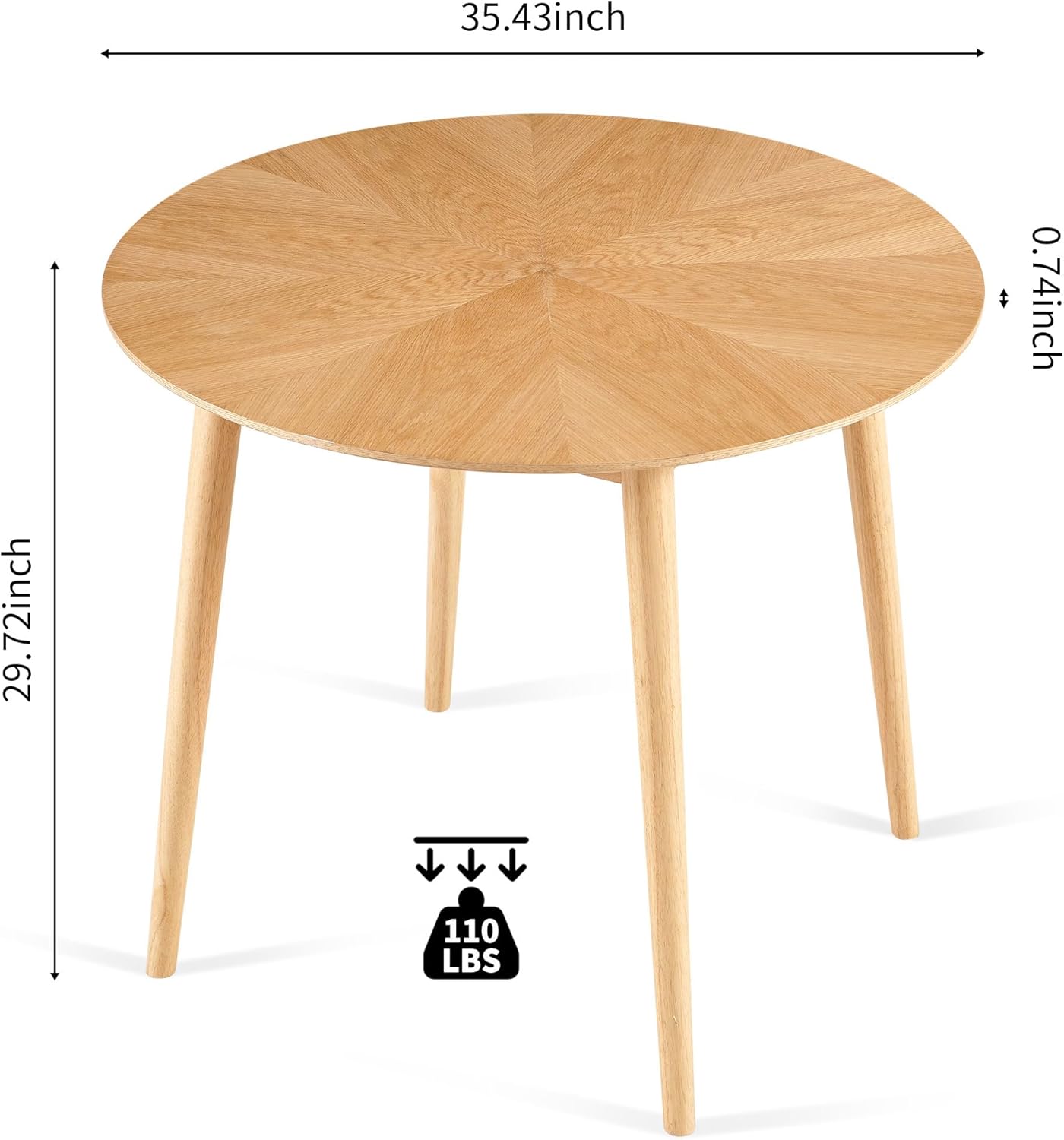 35'' Round Dining Table Set for 4 with Chairs, Mid Century Modern Round Kitchen Table and Chairs Set for Small Space, Compact Dining Table for Apartment Breakfast Nook - White