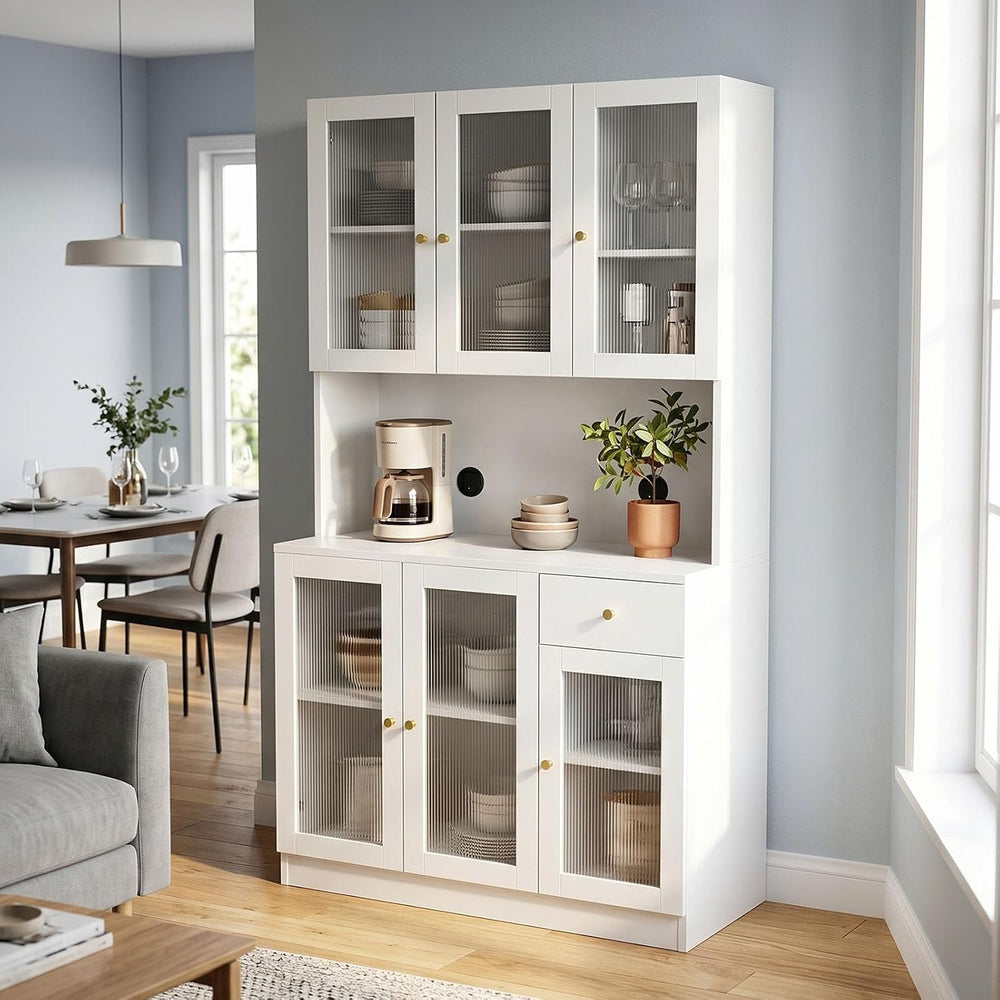 71" Kitchen Pantry Cabinet with Storage, Tall Kitchen Pantry Cabinet wit...