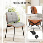 Dining Chairs Set of 8, Mid Century Modern Dining Room Chair, Upholstered Faux Leather Kitchen Chairs with Thick Cushion and Walnut Bentwood Back for Kitchen Dining Room, Grey
