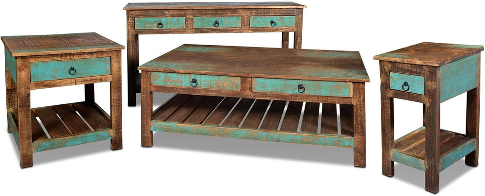 Crafters and Weavers La Boca Blue Side Table in Multi-Color