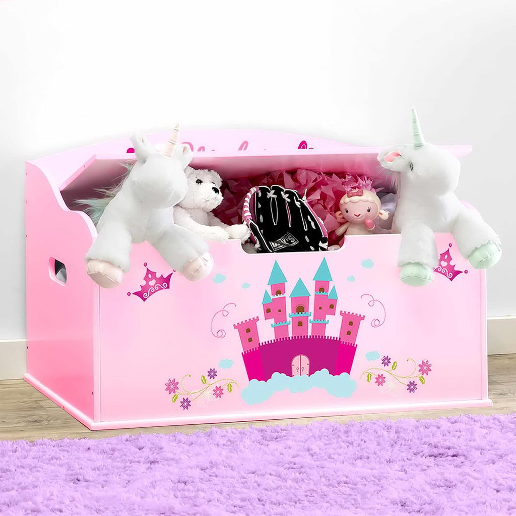 DIBSIES Personalized Creative Wonders Toy Box, Princess, 30 x 19.25 x 18 inches, Soft-Close Lid (Pink)