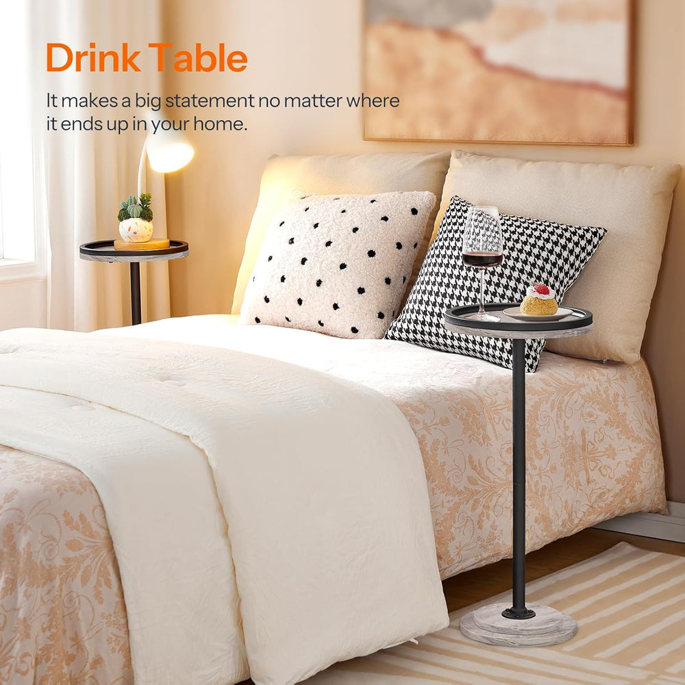 HOOBRO Small Round Side Table, Drink Table, Coffee Martini Table with Pedesta...