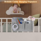 2 Pcs Bedside Caddy Storage Organizer/Bedside Storage Bag - Hanging Bag Holder with Pockets for Bunk and Hospital Beds, Dorm Rooms Bed Rails, Can be Placed Glasses, Books, Mobile Phones, Keys (Gray)
