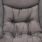 Welnow Lazy Chair with Ottoman, Modern Lounge Accent Chair with Armrests and a Side Pocket, Leisure Sofa Armchair, Reading Armchair with Footrest for Small Space, Dark Grey