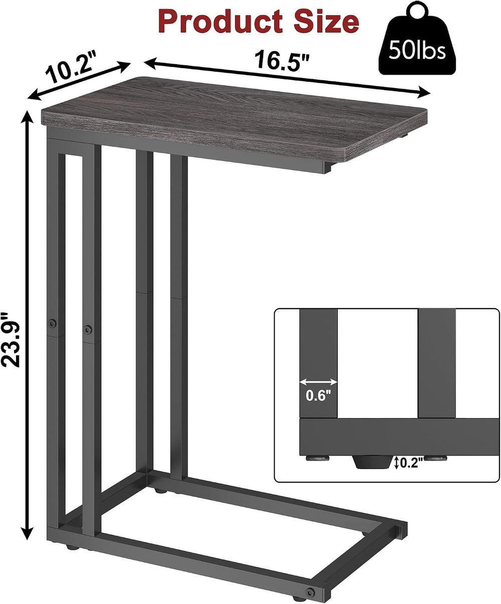 Yusong C Shaped End Table - Slide Under Sofa Couch Bed, Small Table for Small...