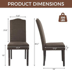 LSSPAID Dining Chairs Set of 6, Modern Comfy Linen Upholstered Parsons Dining Room Chairs with Bronze Nail Head Trim and Brushed Solid Wood Legs, Coffee