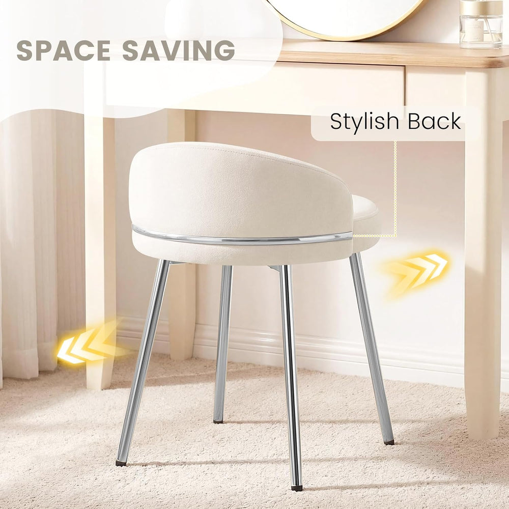 Velvet Vanity Chair with Silver Legs, Cute Makeup Desk Chair for Small Space,...