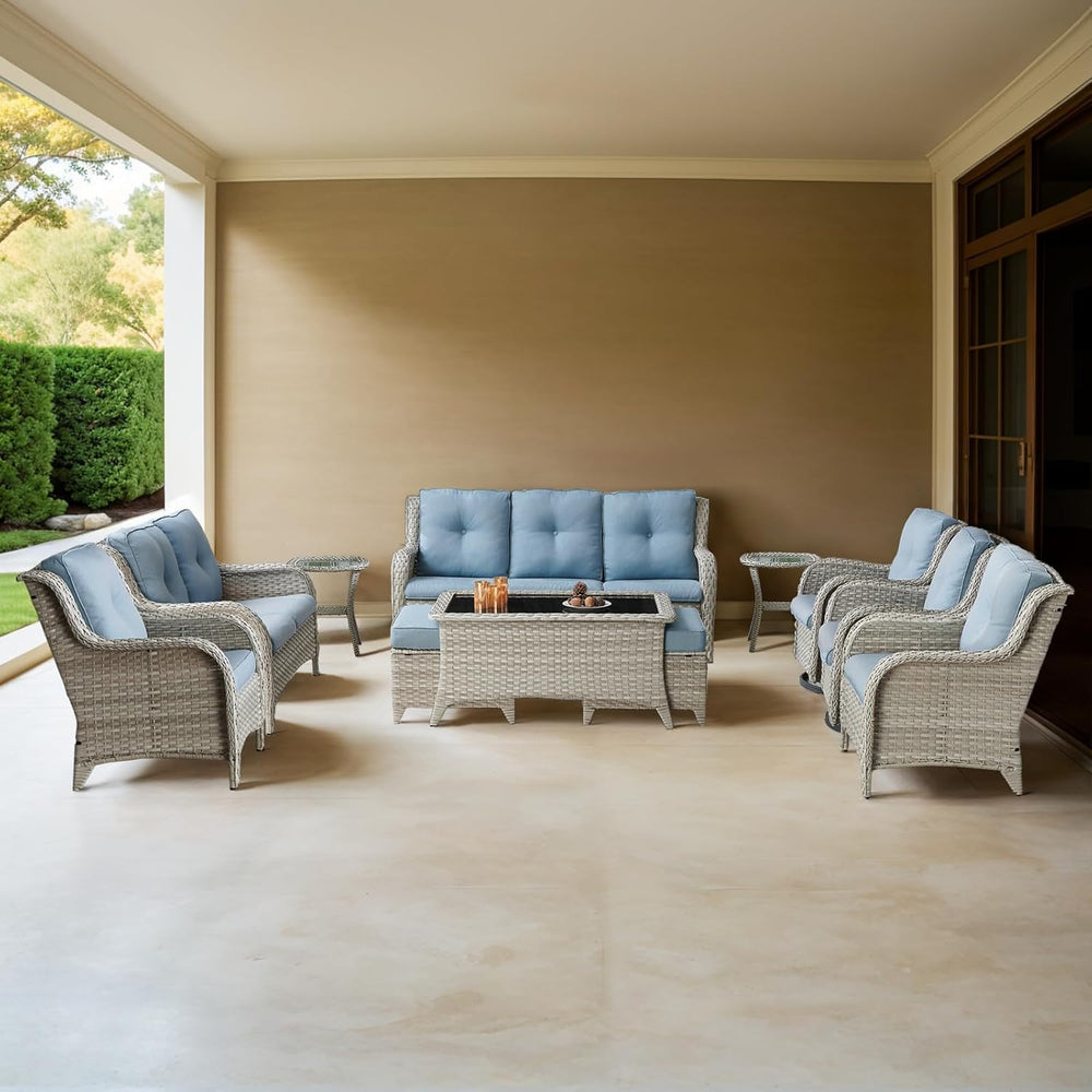 Outdoor Furniture Set: 11 PCS Patio Furniture Set with Outdoor Swivel Rocker ...