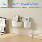 SUNFICON Remote Holder Wall Mount TV FAN Remote Control Holder Bedside Caddy Wall Organizer Phone Holder for Office Adhesive Media Player Controller Holder Box Tray Home Desk Nightstand White 3 Small